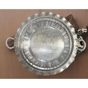 Hand  forged everlast aluminum pie pan Floral Details 15"